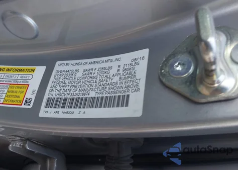 2018 Honda Accord Sport из США, поврежденный, VIN 1HGCV1F33JA219974